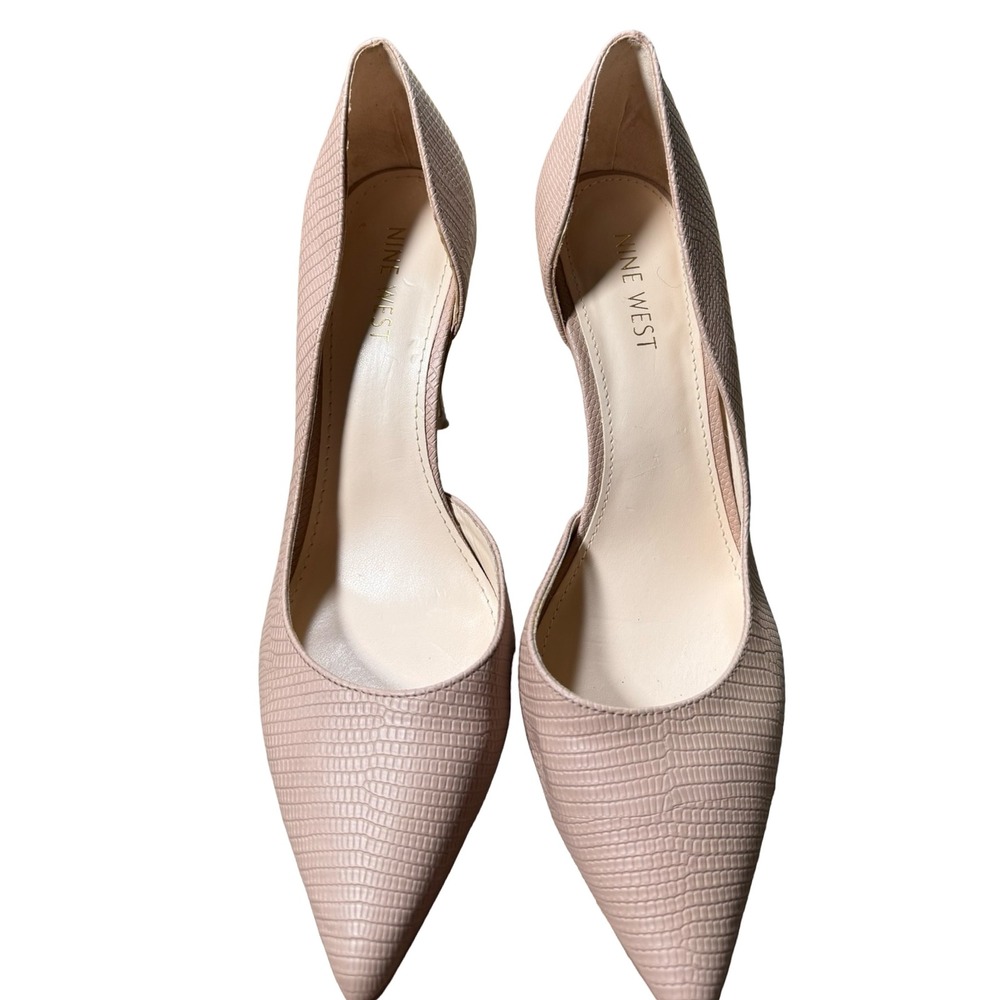 Nine West Womens 8M Beige Snakeskin d'Orsay Pointed Toe Pumps - Picture 3 of 9